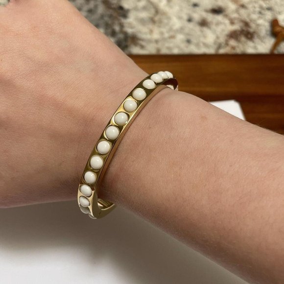 J. Crew Jewelry Signed J Crew Hinged Bangle Bracelet Gold Tone